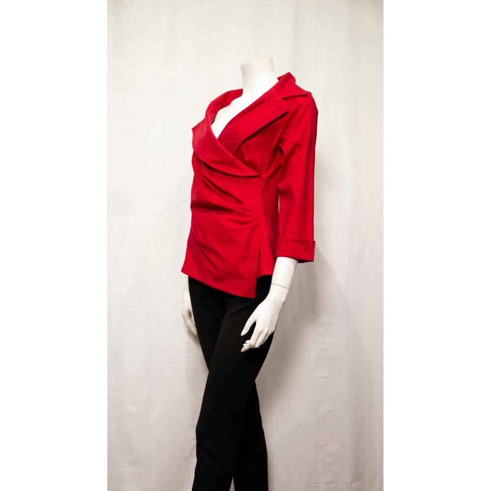 NEW SAMUEL DONG wrap style blouse in red - Picture 2 of 3
